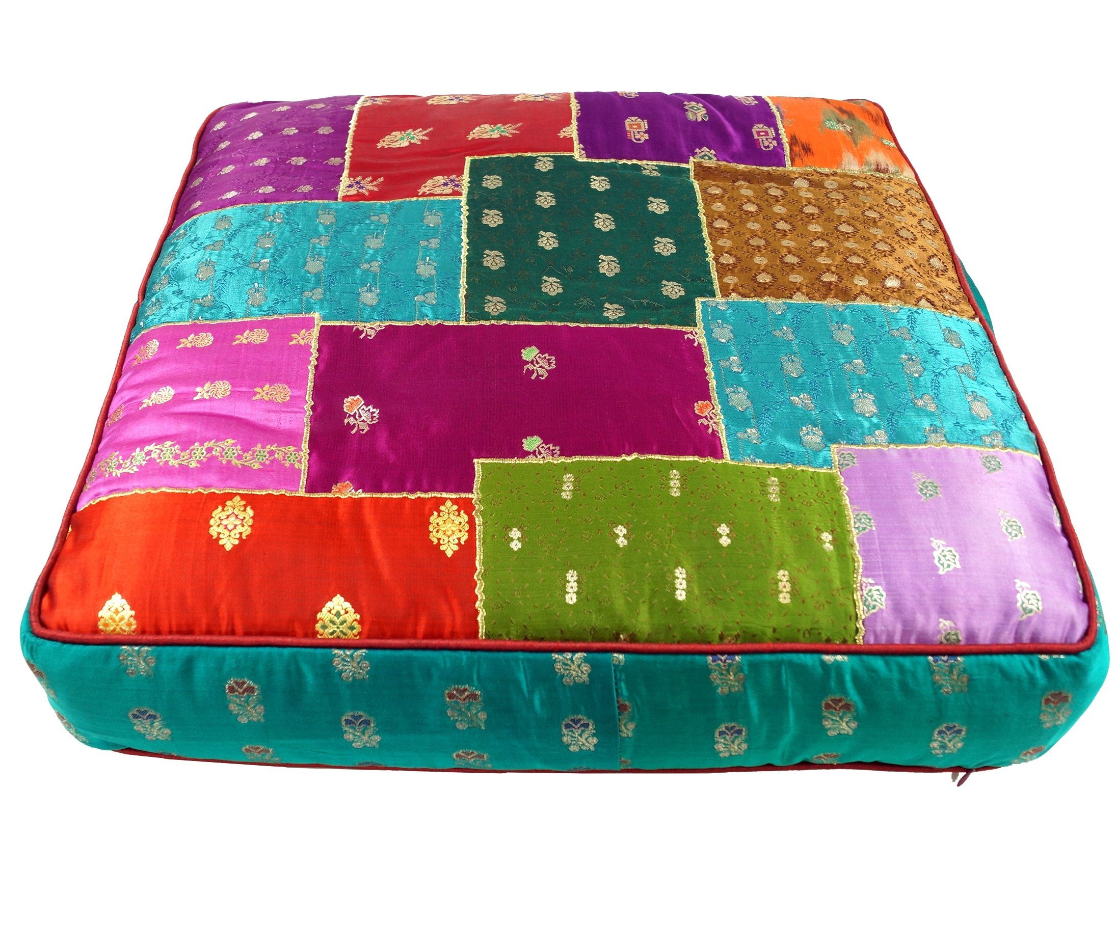 Guru Shop Sitzkissen Orientalisches Eckiges Patchwork Kissen 50 Cm 